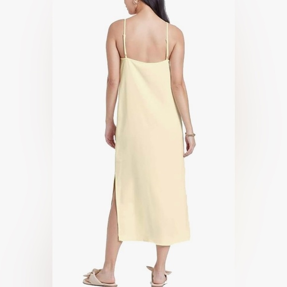 A NEW DAY Midi Slip Dress Light Yellow Adjustable Straps Sleek Travel S - Picture 2 of 8